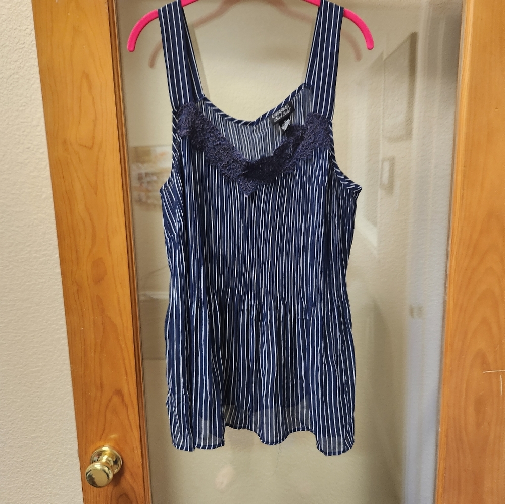 Blue/white, stripped, Catherine's, 2x, top, Tank, lightweight,